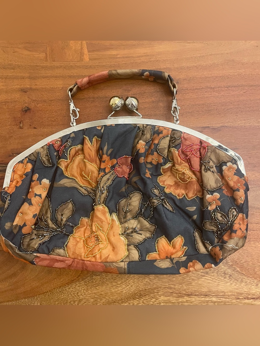 Vtg 1920s-50s Beaded Victorian-Inspired Purse Handbag Clutch Floral Beaded USA